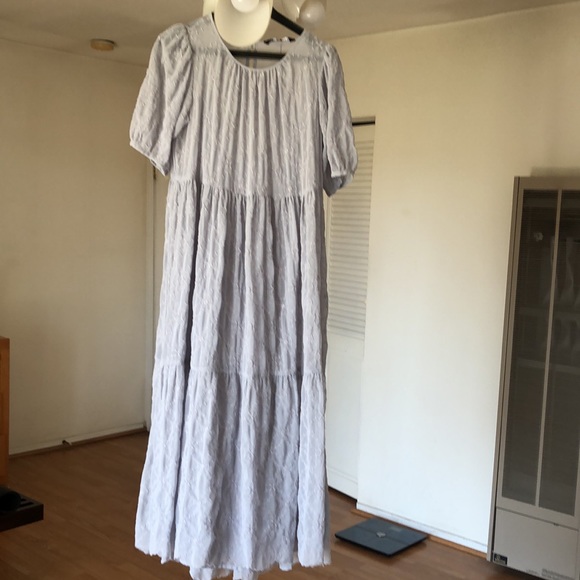 Zara NWT flowy blue/lavenders embroidered dress. - Picture 6 of 9